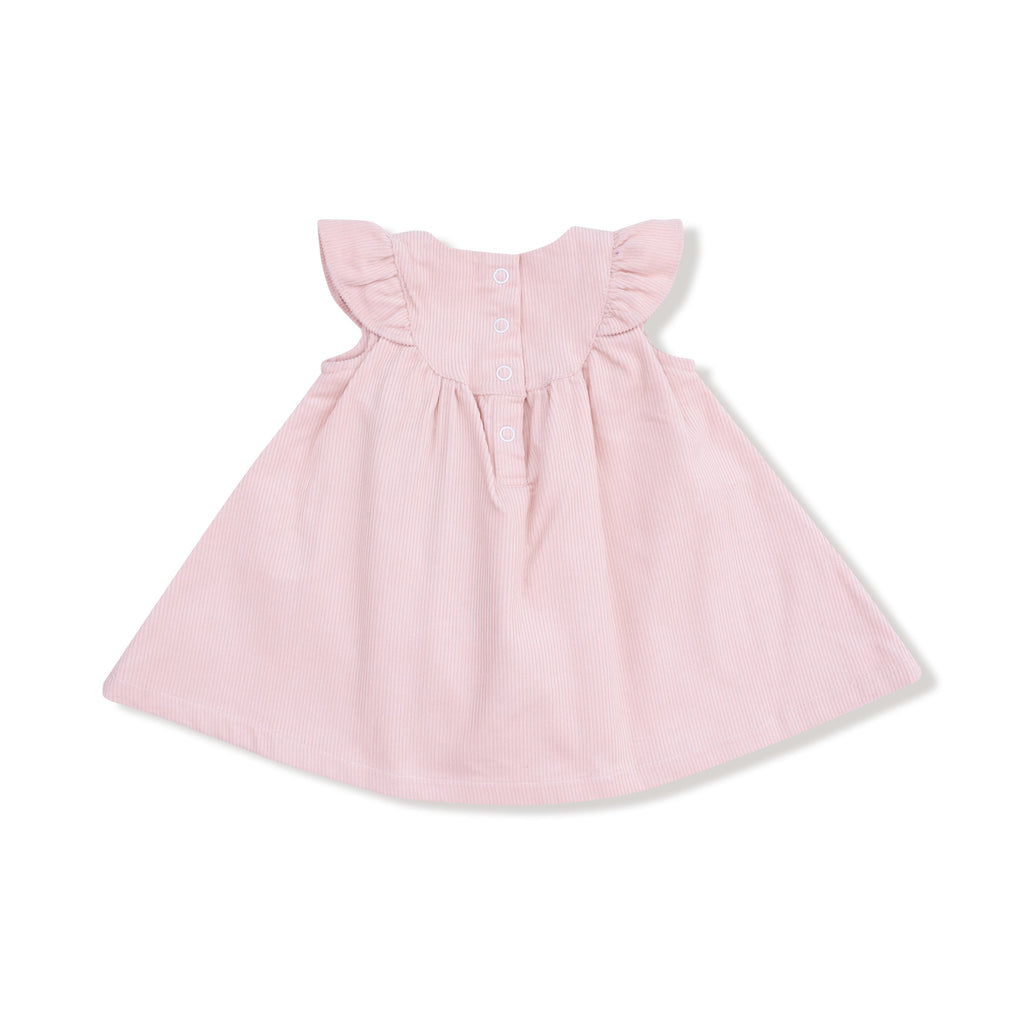 Veiled Pink - Scoop Yoke with Ruffle Dress + Bloomer